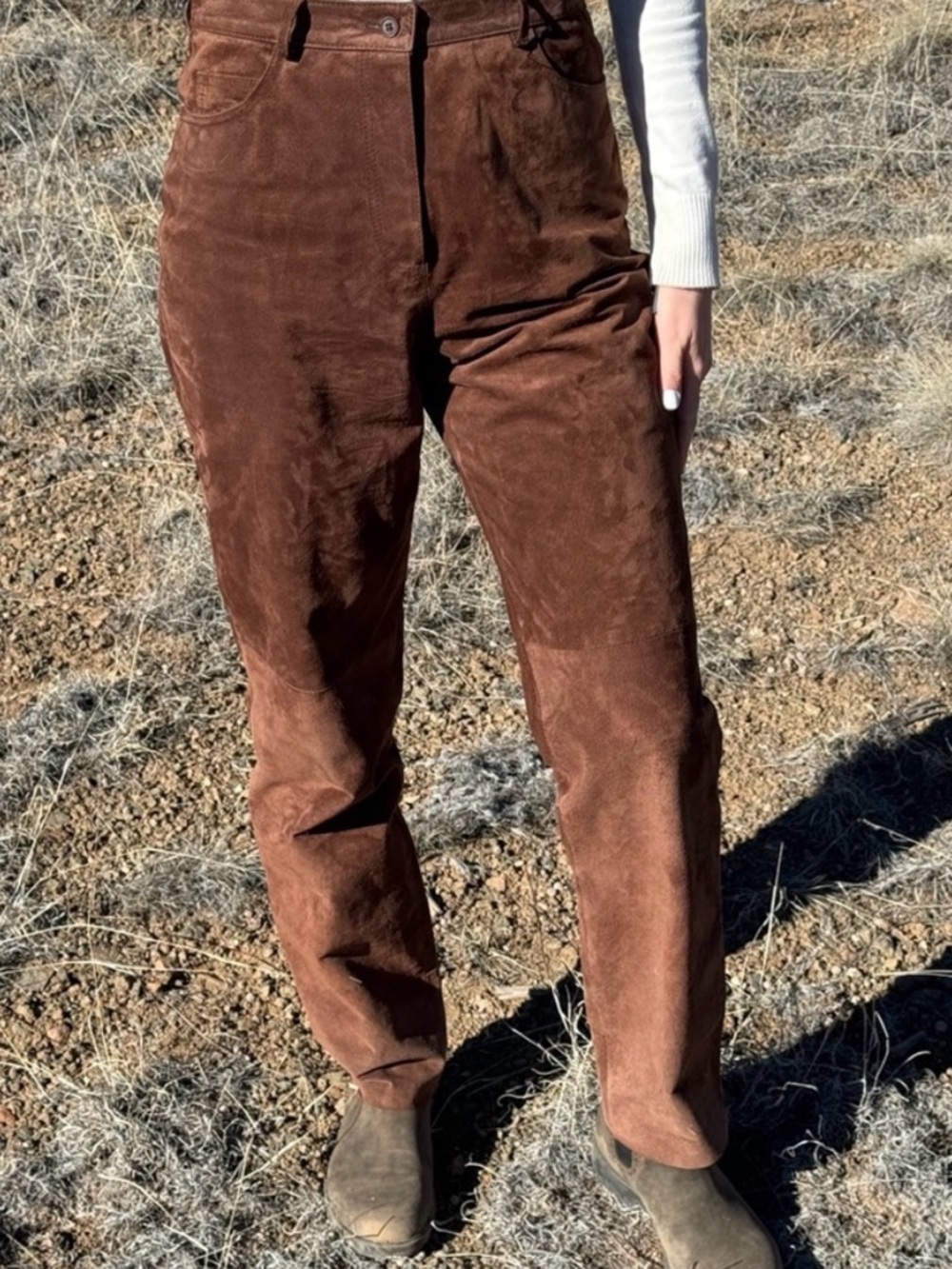 Gorgeous Straight Leg Suede Brown Pants Size 10